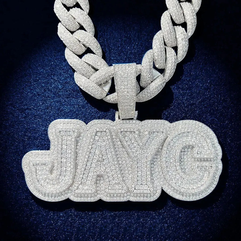 LAB DIAMOND CUSTOM LETTER NAME PENDANT IN STERLING SILVER