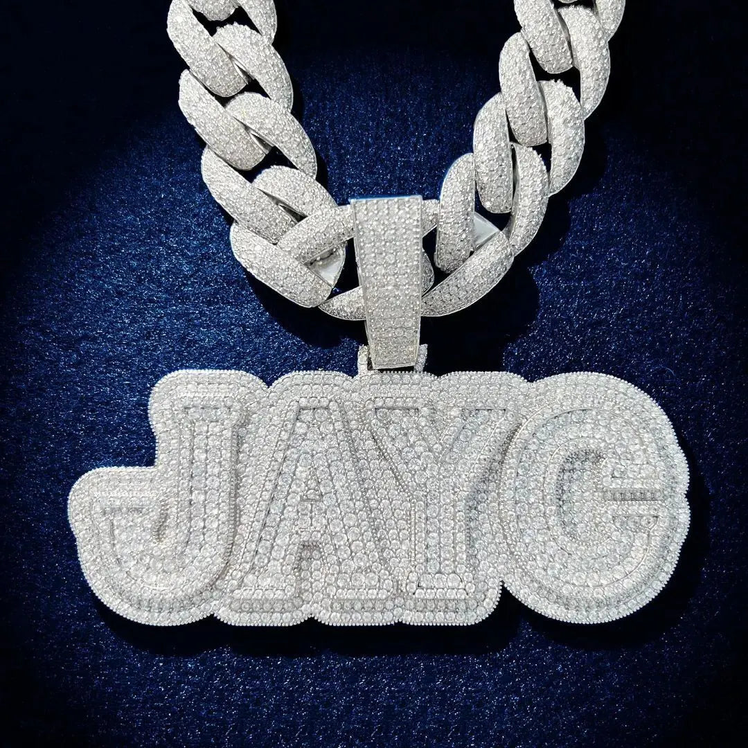 LAB DIAMOND CUSTOM LETTER NAME PENDANT IN STERLING SILVER