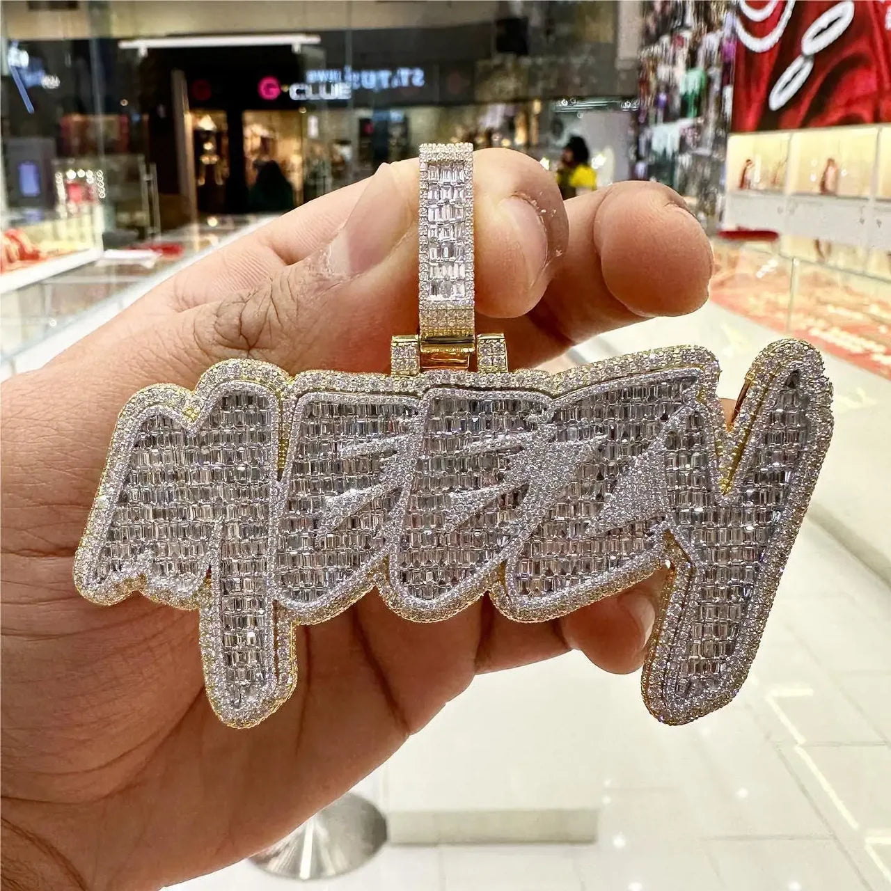 LAB DIAMOND CUSTOM LETTER NAME PENDANT IN STERLING SILVER