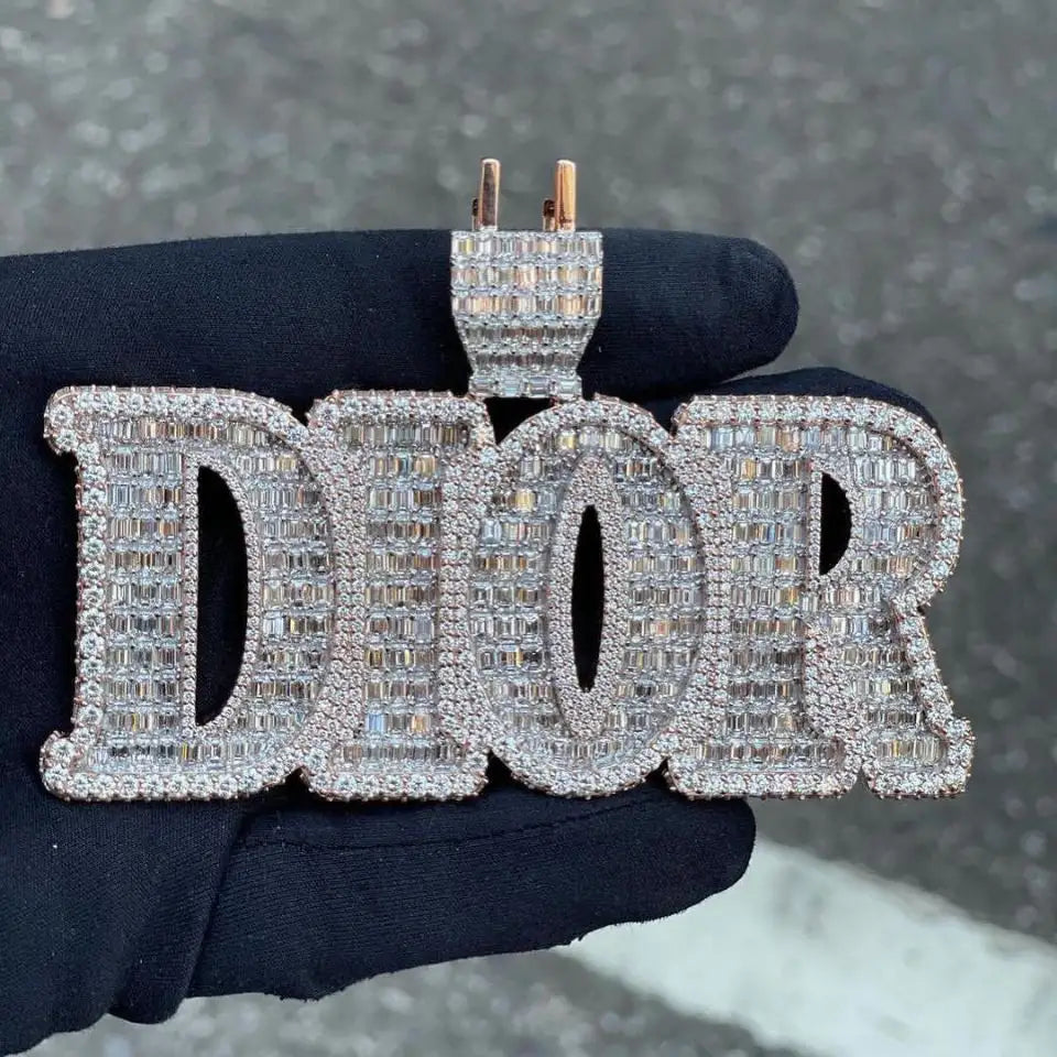 LAB DIAMOND CUSTOM LETTER NAME PENDANT IN STERLING SILVER