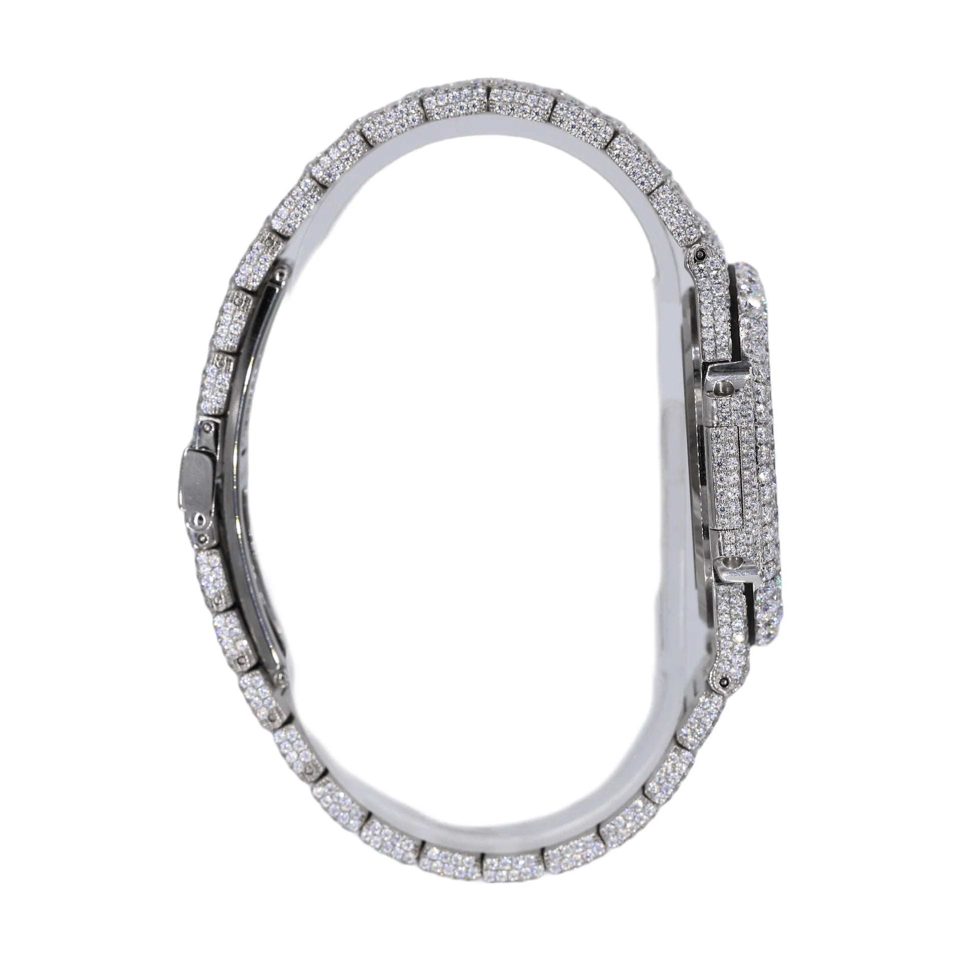 Moissanite Diamond Two Row Stone Bezel Watch 22CT