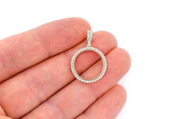 Small Round Picture Memory Pendant 14k Lab Diamonds