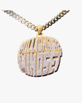 "MILLIONAIRE MINDSET" Custom Moissanite Round Pendant 14K Yellow Gold
